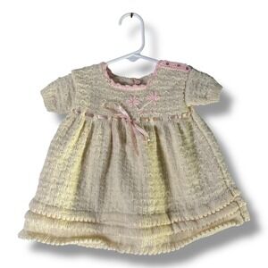 Handmade Girls Sz 12-18 Months? Knit Dress Sparkle Cottagecore Heirloom Vintage